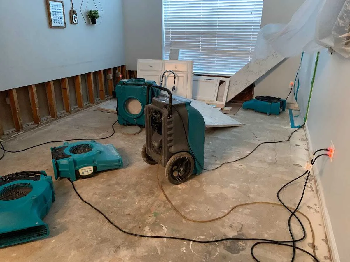 Dehumidifier in flood-cut room for Water Damage Restoration in Shamong